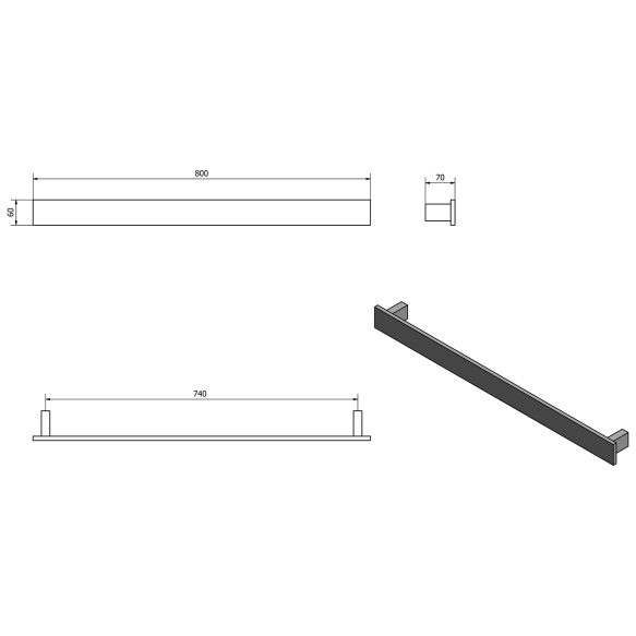 Käterätihoidja PATRON, 800x60mm, valge