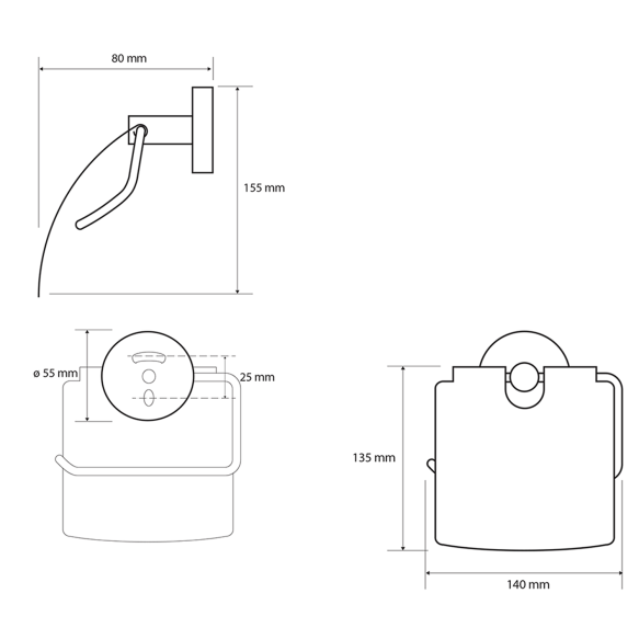 Kattega WC paberi hoidja X-ROUND WHITE, valge