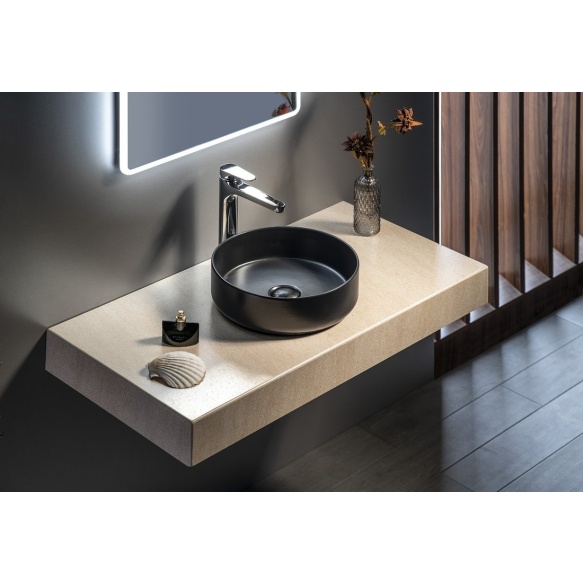 keraamiline valamu tööpinnale INFINITY ROUND , 36x12 cm, matt must