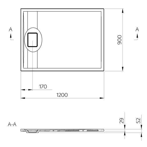 Kivimassist dušialus ACORA, 120x90x2,9cm, hall