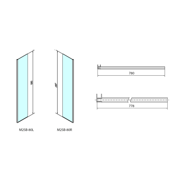 Klaasist küljesein MODULAR SHOWER Module 2-le, 800mm, vasak