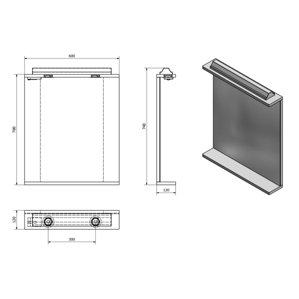 pistikupesaga LED peegel KORIN 60x70x12cm