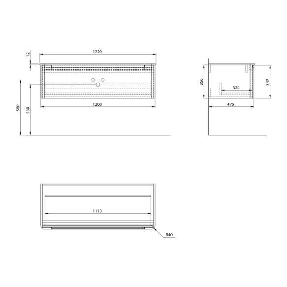 valamukapp KERALA 120x35x47.5cm, 1x sahtel, anthracite matt