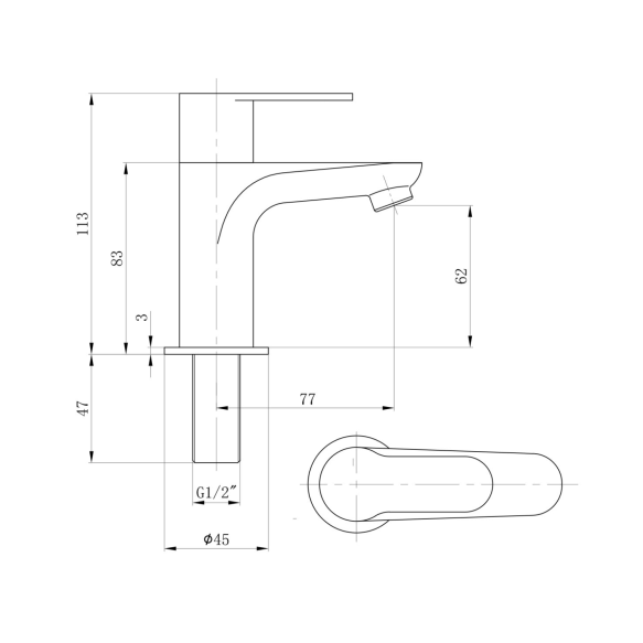 Külma vee kraan SMALL - 113 mm, kroom