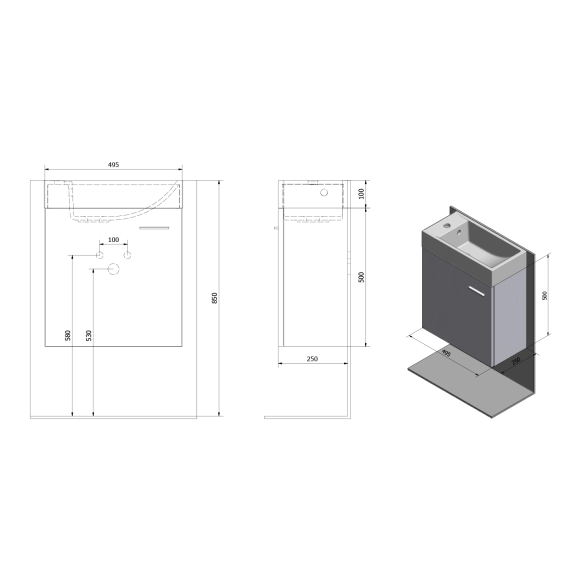 LATUS IV valamukapp 49,5x50x24,5cm, valge (55570)