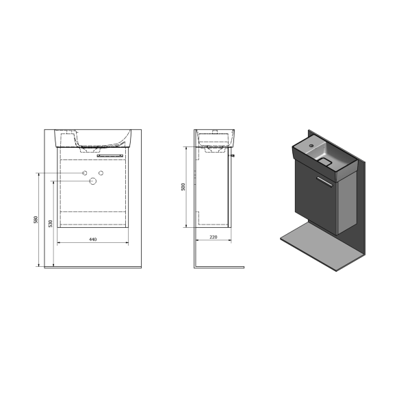 LATUS IX valamukapp 44x50x22cm, valge (LT090)