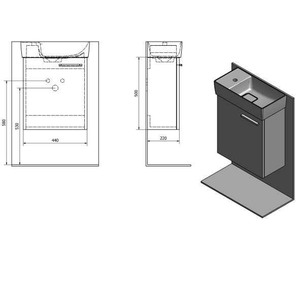 LATUS IX valamukapp 44x50x22cm, Silver Oak (LT092)