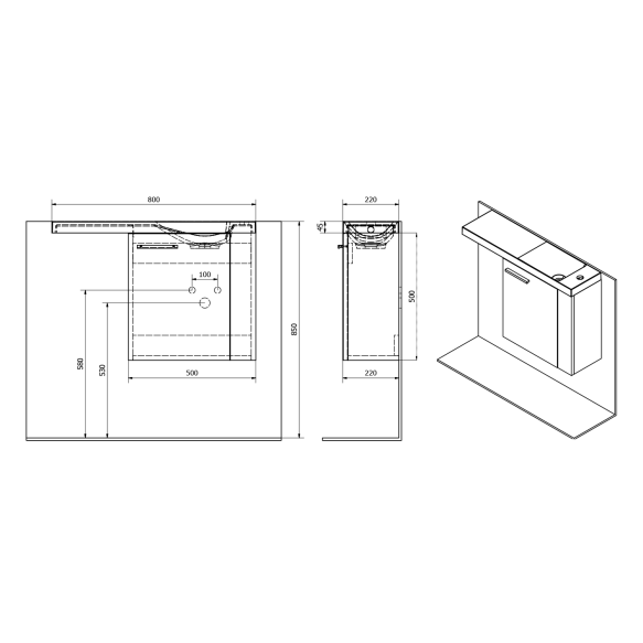 LATUS VI valamukapp 50x50x22cm, parem/Silver Oak (55820)