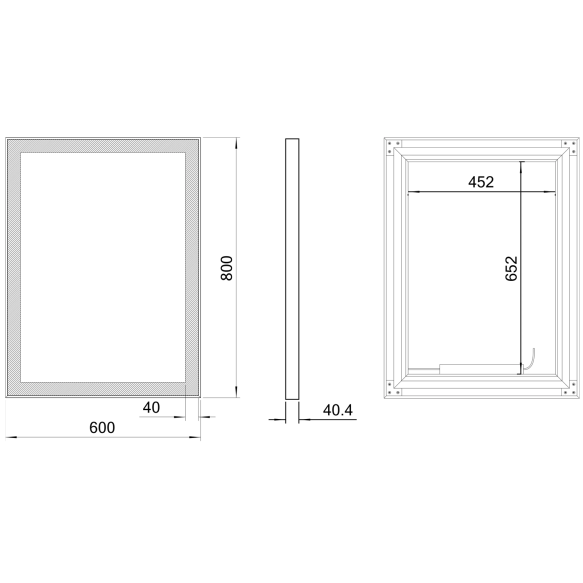 LED peegel GANO 60x80cm, must