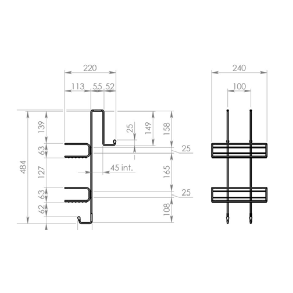 Metallist korv CHROM LINE, 240X490X220 mm, kroom