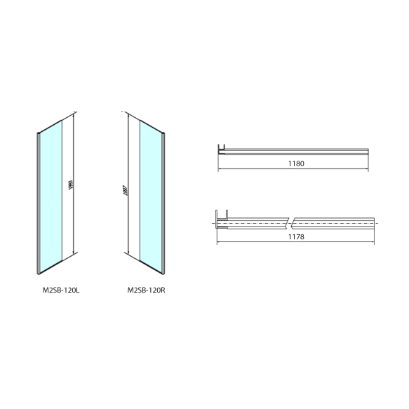 Klaasist küljesein MODULAR SHOWER Module 2-le, 1200mm, vasak