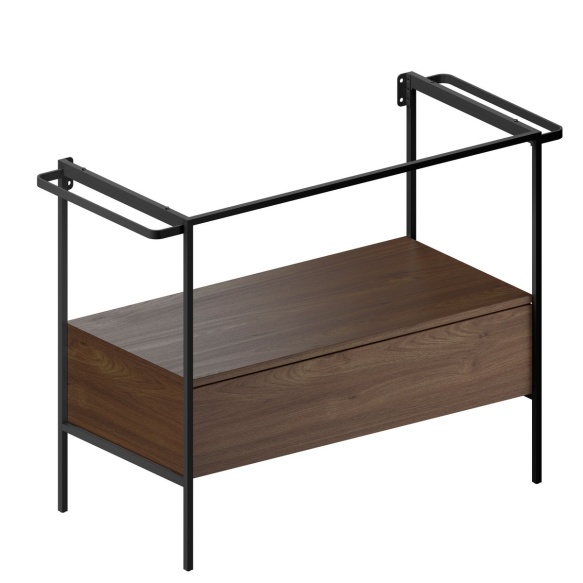 NUBES/NORM washbasin frame 100x50cm, black matt/walnut
