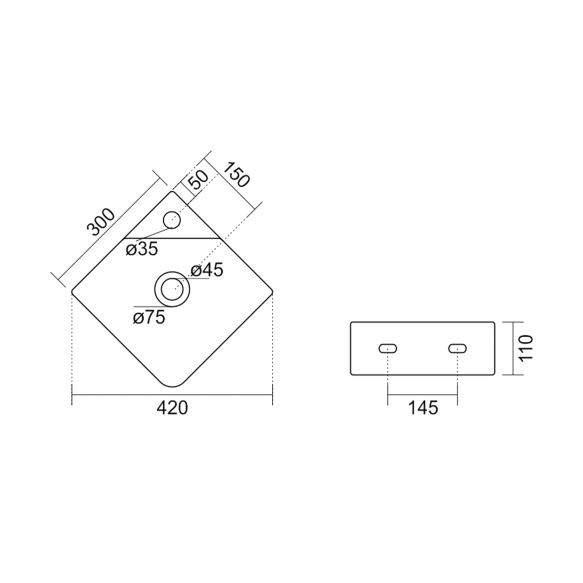 nurgavalamu NEXA 30x30cm,  valge