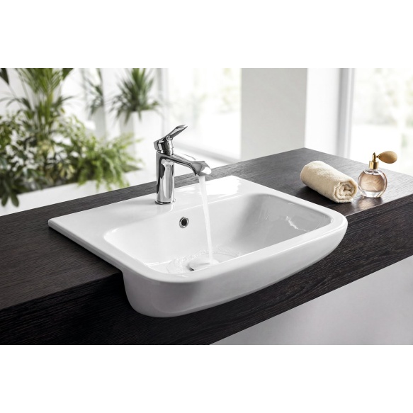 NESS  Washbasin half recessed, 55x45cm, white