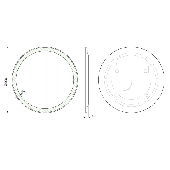 ümar LED peegel NOA, diam 60cm