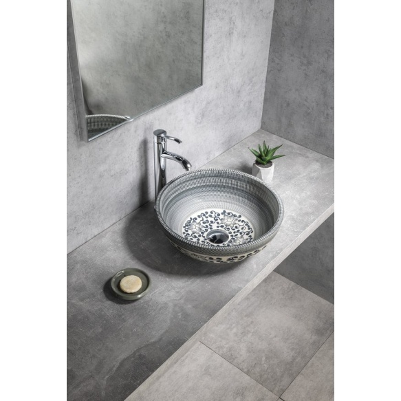 valamu tööpinnale PRIORI Ø 41 cm, sinine ornament