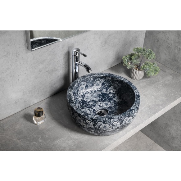 valamu tööpinnale PRIORI Ø 41 cm, sinised lilled