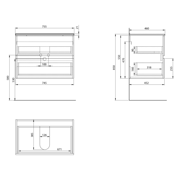 valamukapp PANEDA 74.5x55x45.2 cm, valge