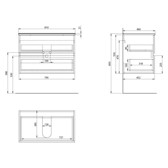 valamukapp PANEDA 79.5x55x45.2 cm, valge