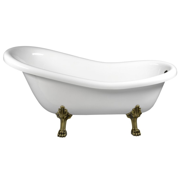 RETRO eraldiseisev vann 169x75x72cm pronks jalad, valge