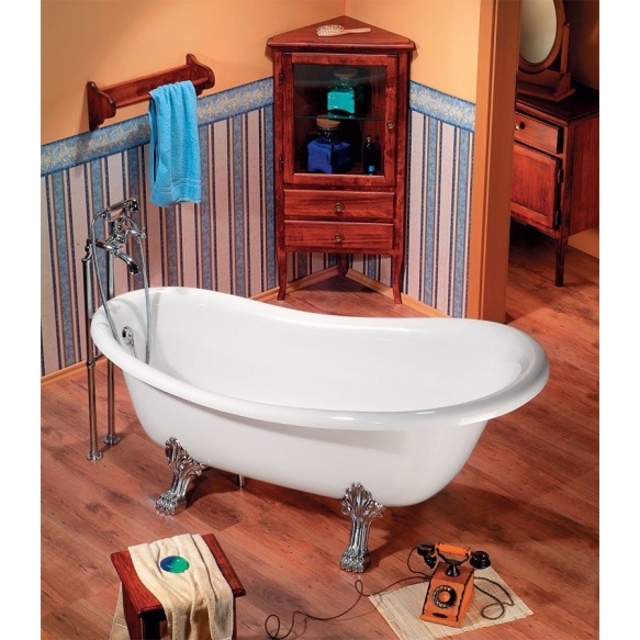 RETRO eraldiseisev vann 169x75x72cm pronks jalad, valge