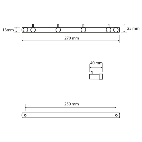 Riidenagi X-ROUND BLACK, 4 konksuga, must