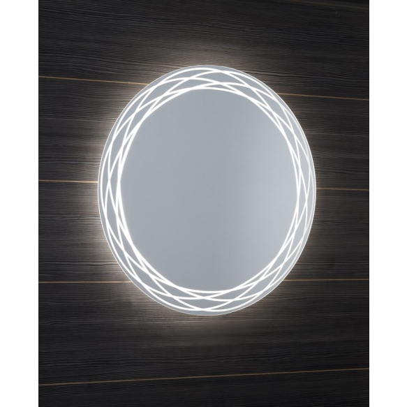 ümar LED taustvalgustusega peegel RINGO, diameter 80cm, ornamendiga