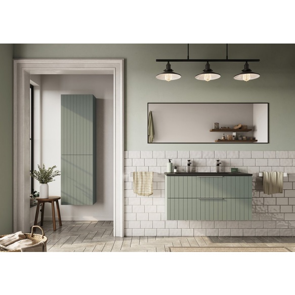 kivimassist mööblivalamu SIDRA 101x46 cm, 2 segistiava, matt must