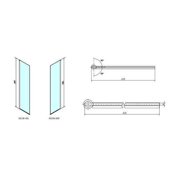 Seinale kinnituv küljesein MODULAR SHOWER, Module 3-le, 400 mm