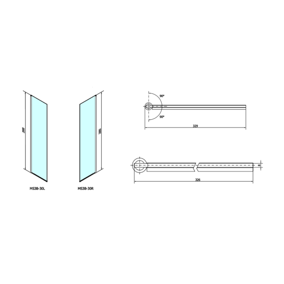 Seinale kinnituv küljesein MODULAR SHOWER, Module 3-le, 300 mm