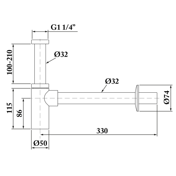 valamusifoon 5/4´´, diam 32 mm, harjatud kuld