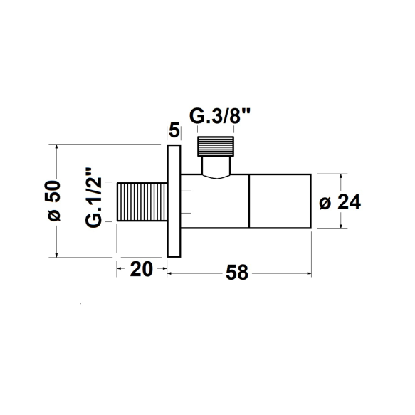Angle Valve with rosette, round, 1/2"x 3/8", white matt