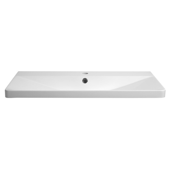 SEN furniture washbasin, cast marble, 81x40cm, white