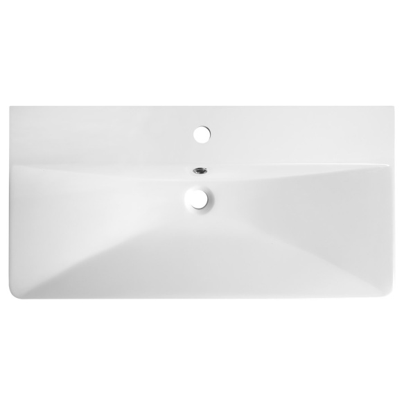 SEN furniture washbasin, cast marble, 81x40cm, white