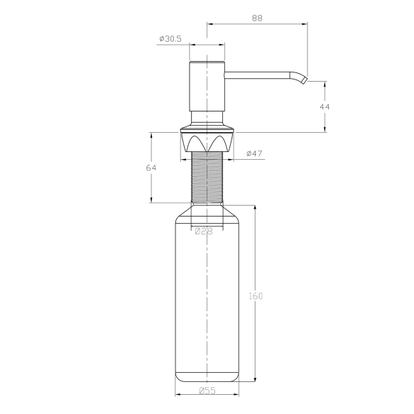 süvistatav seebidosaator, gun metal