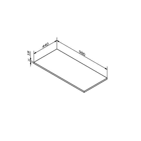 Tööpind 980x18x440mm, Silver Oak