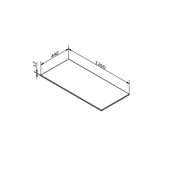 Tööpind Rockstone 1260x12x440mm, matt valge