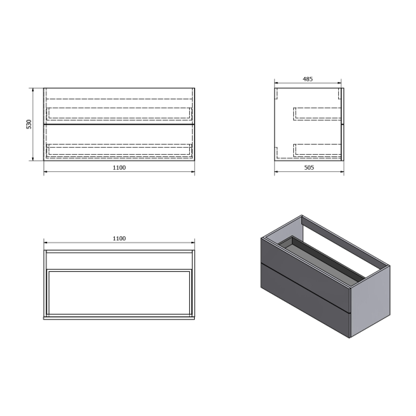 TREOS valamukapp 110x53x50,5cm, matt must (TS116)