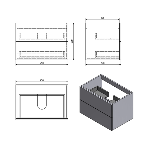 TREOS valamukapp 75x53x50,5cm, tamm Polar (TS072)