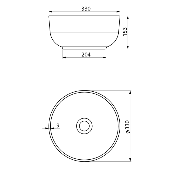 valamu tööpinnale EMMI  Ø 33 cm, valge