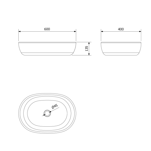 valamu PRIORI 60x13.5x40 cm valge/sinine