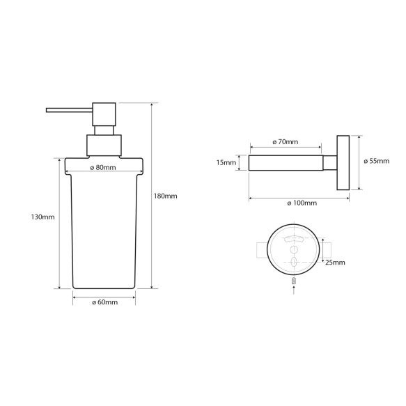 Vedelseebidosaator X-ROUND, matt klaas, 230ml, kroom