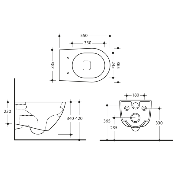 WC iste AQUATECH, Rimless, 36,5x55cm