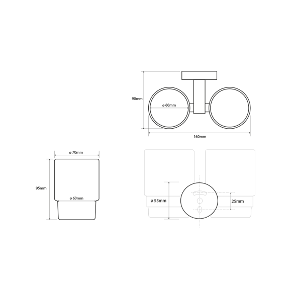 X-ROUND topelt tops, kroom (160x95x90 mm)