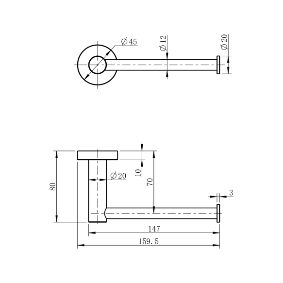 X-ROUND wc paberihoidja, kroom (160x45x80 mm)