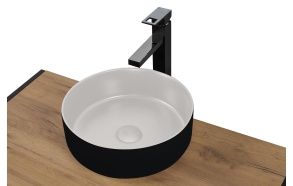 worktop basin diam 36 cm, black+white