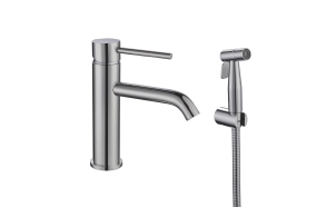 basin mixer with bidet Cherry, brushed steel