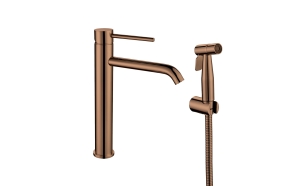 high basin mixer with bidet Cherry, brushed rose gold