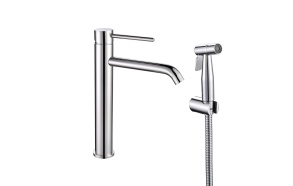 high basin mixer with bidet Cherry, polished steel