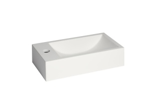 Cast stone sink Austin left, 408x227x100 mm, mat white